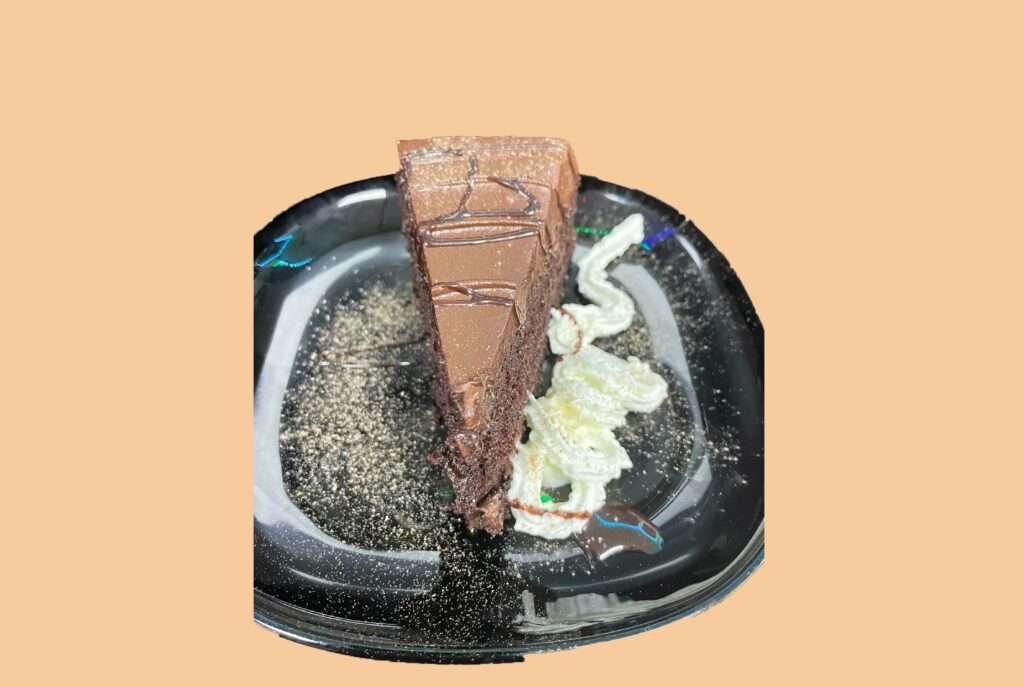 chocolate fudge cake with whipped cream